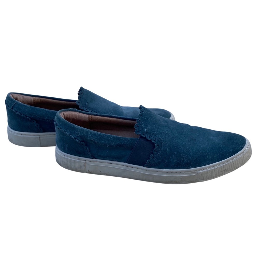 FRYE Suede Scalloped Slip On Sneakers Women's Size 8M Blue